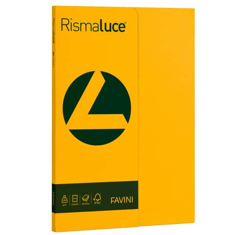 Carta colorata Favini Rismaluce colori forti 200 g/m² A4 - risma da 50 ff giallo oro - A69H544